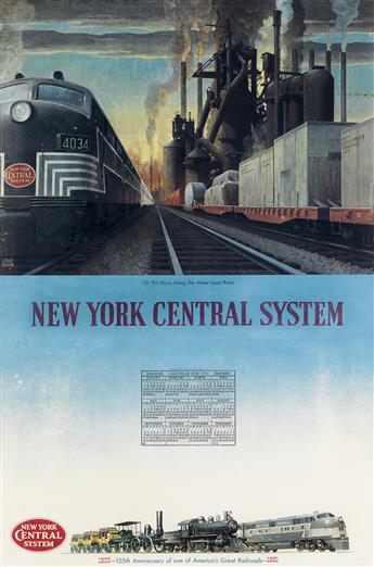 LESLIE RAGAN (1897-1972) & JOHN F. GOULD (1906-1996). NEW YORK CENTRAL SYSTEM. Group of four calendars. 1951-1954. Each approximately 2